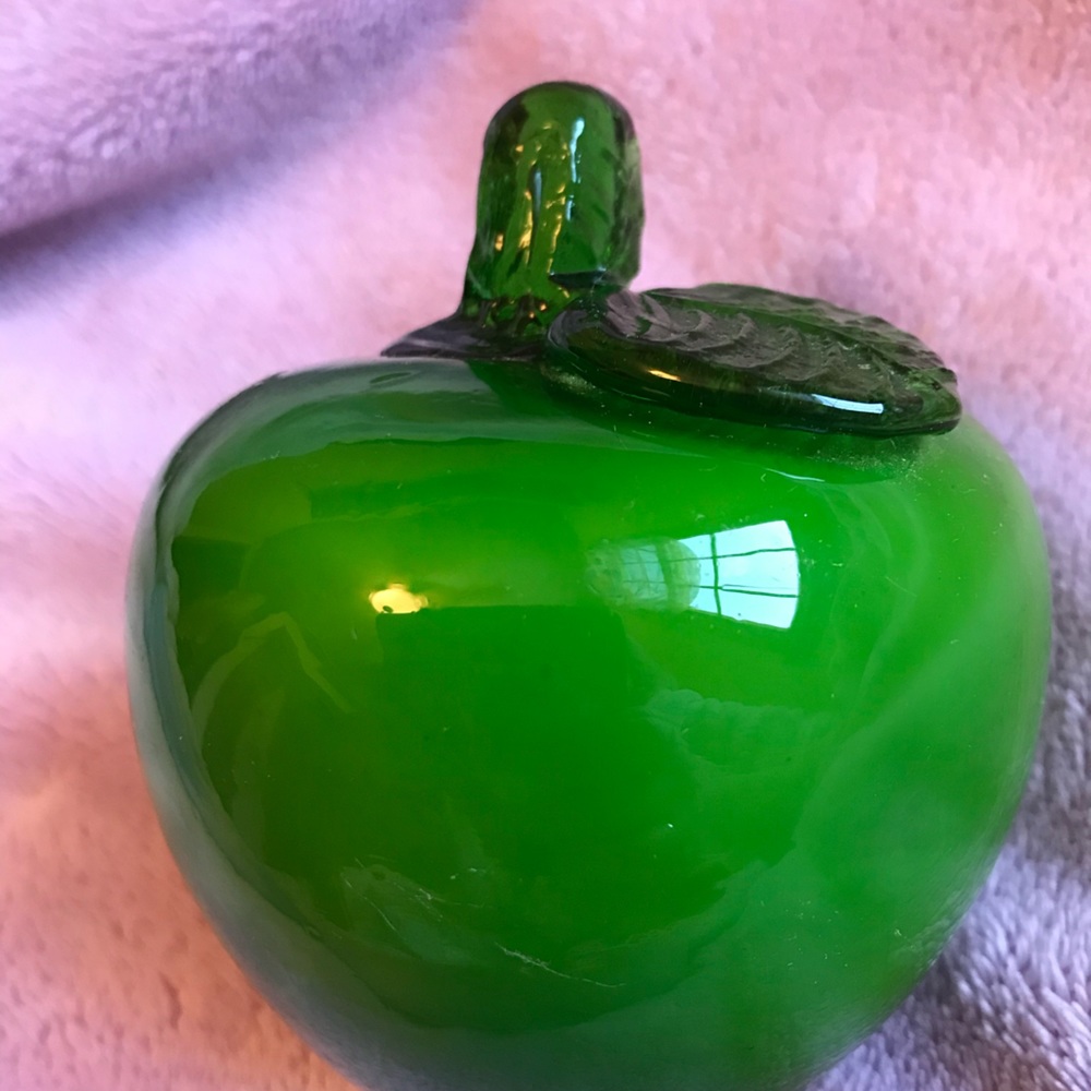 Glass art green apple life size